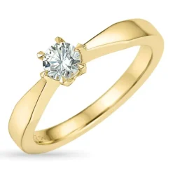 5,4 mm zirkon solitairering i 9 karat guld