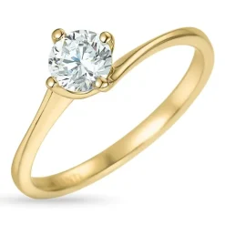 6,0 mm zirkon solitairering i 9 karat guld