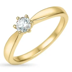 5,2 mm zirkon solitairering i 9 karat guld