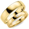 6 og 4 mm diamant vielsesringe i 9 karat guld - sæt