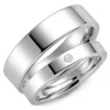 6 og 3 mm diamant vielsesringe i 9 karat hvidguld - sæt