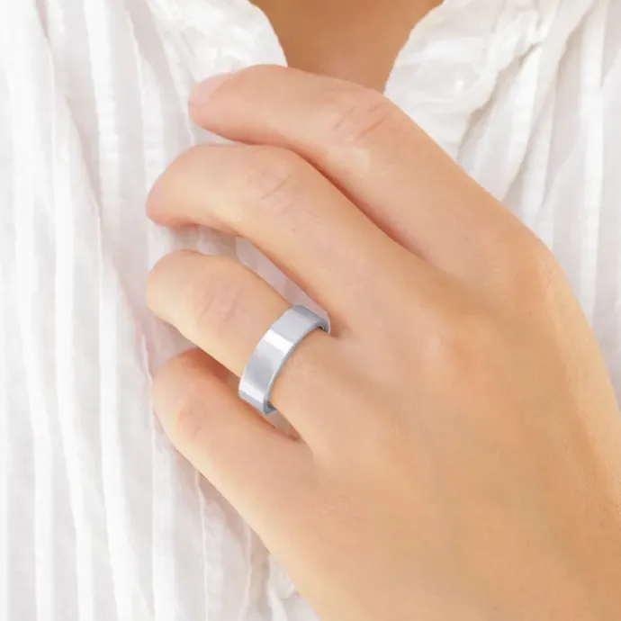 6 og 3 mm diamant vielsesringe i 9 karat hvidguld - sæt