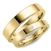 5 og 3 mm diamant vielsesringe i 9 karat guld - sæt