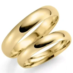 4 og 3 mm vielsesringe i 14 karat guld - sæt
