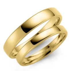 4 og 3 mm vielsesringe i 14 karat guld - sæt