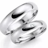 5 og 4 mm vielsesringe i 9 karat hvidguld 0,03 ct - sæt
