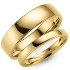 5 og 3 mm vielsesringe i 9 karat guld - sæt