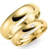 6 og 3 mm vielsesringe i 14 karat guld 0,02 ct - sæt