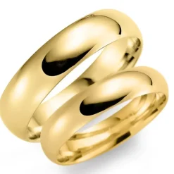 6 og 5 mm vielsesringe i 9 karat guld - sæt