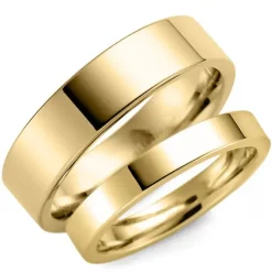 6 og 3 mm vielsesringe i 9 karat guld - sæt