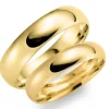 6 og 5 mm vielsesringe i 14 karat guld - sæt