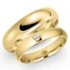 5 og 4 mm vielsesringe i 9 karat guld 0,03 ct - sæt