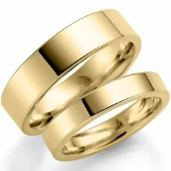 6 og 4 mm vielsesringe i 9 karat guld - sæt