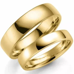 5 og 4 mm vielsesringe i 9 karat guld - sæt