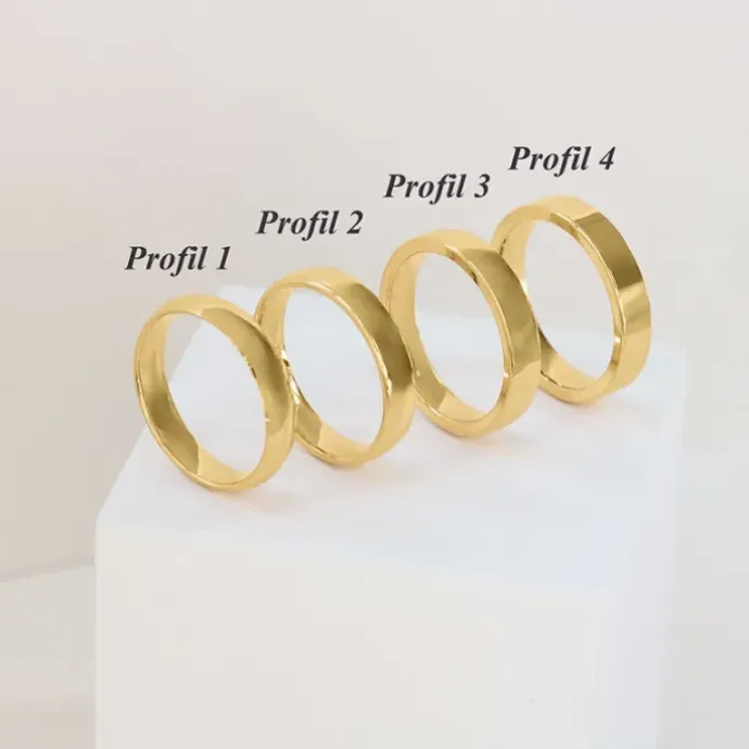 5 og 4 mm vielsesringe i 9 karat guld - sæt