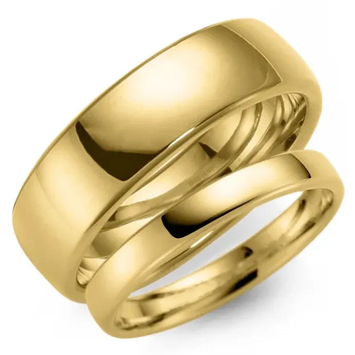 6 og 3 mm vielsesringe i 9 karat guld - sæt