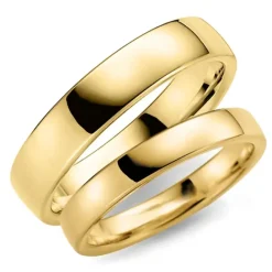 5 og 4 mm vielsesringe i 14 karat guld - sæt