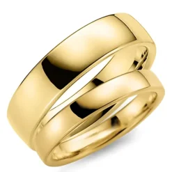 6 og 4 mm vielsesringe i 9 karat guld - sæt