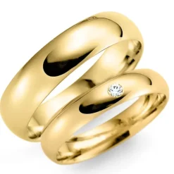 6 og 3 mm vielsesringe i 9 karat guld 0,02 ct - sæt