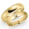 5 og 4 mm vielsesringe i 14 karat guld 0,03 ct - sæt