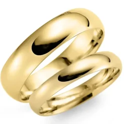 6 og 3 mm vielsesringe i 9 karat guld - sæt