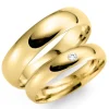 6 og 4 mm vielsesringe i 14 karat guld 0,03 ct - sæt