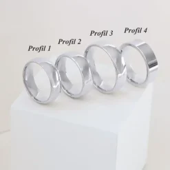 6 og 5 mm vielsesringe i 9 karat hvidguld 0,03 ct - sæt