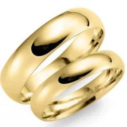 6 og 4 mm vielsesringe i 9 karat guld - sæt