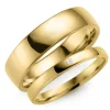 5 og 3 mm vielsesringe i 14 karat guld 0,02 ct - sæt