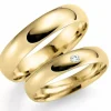 5 og 4 mm vielsesringe i 14 karat guld 0,03 ct - sæt