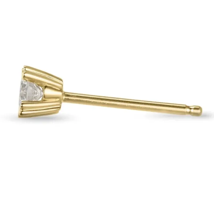 1 x 0,10 ct diamant solitaireørestik i 14 karat guld med diamant