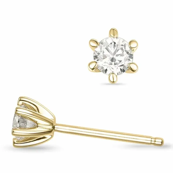 2 x 0,20 ct lab grown diamant solitaireørestikker i 14 karat guld med lab grown diamant