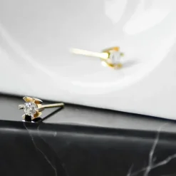 2 x 0,20 ct lab grown diamant solitaireørestikker i 14 karat guld med lab grown diamant