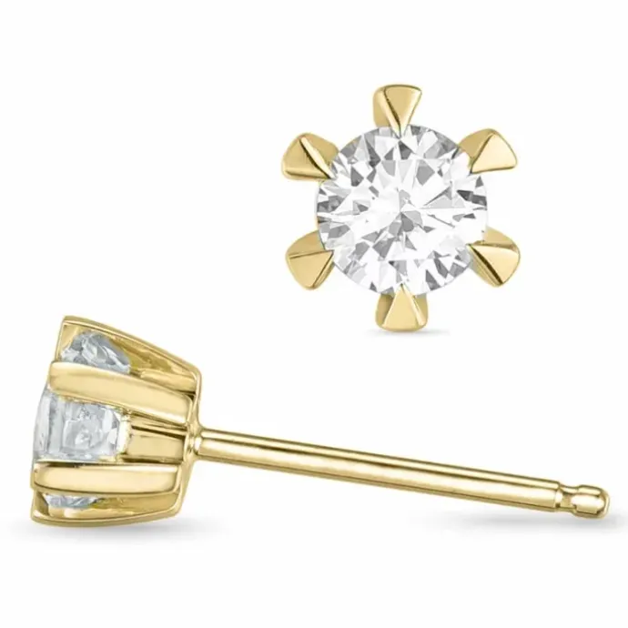 2 x 0,20 ct solitaireørestikker i 14 karat guld med diamant