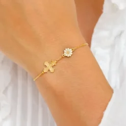 12 x 10,5 mm dagmarkors armbånd i forgyldt sølv