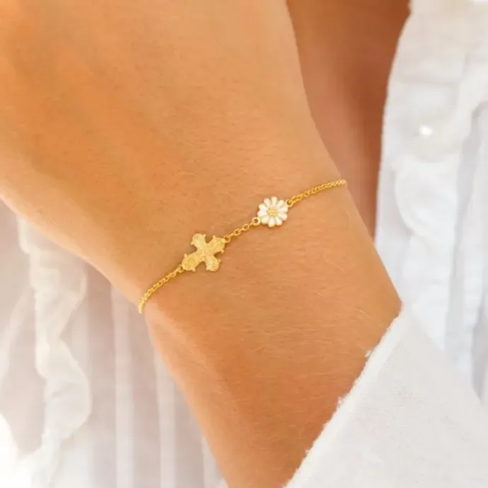10 x 8,5 mm dagmarkors armbånd i forgyldt sølv
