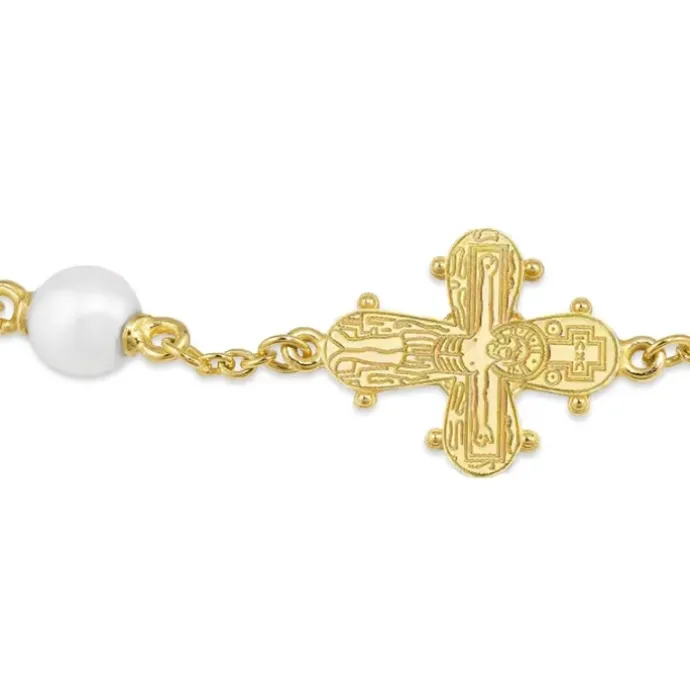 12 x 10,5 mm dagmarkors perle armbånd i forgyldt sølv