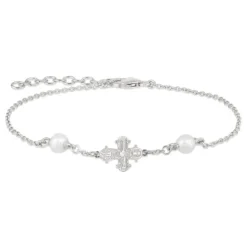 10 x 8,5 mm dagmarkors perle armbånd i sølv