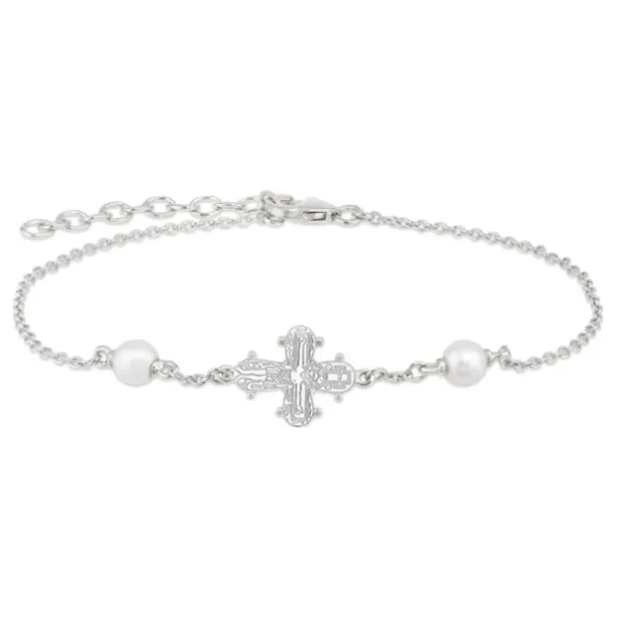 12 x 10,5 mm dagmarkors perle armbånd i sølv