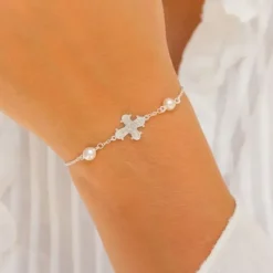 12 x 10,5 mm dagmarkors perle armbånd i sølv