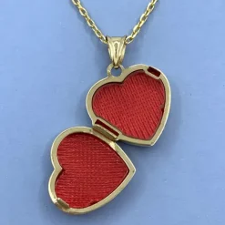15 x 15 mm hjerte medaljon i 14 karat guld