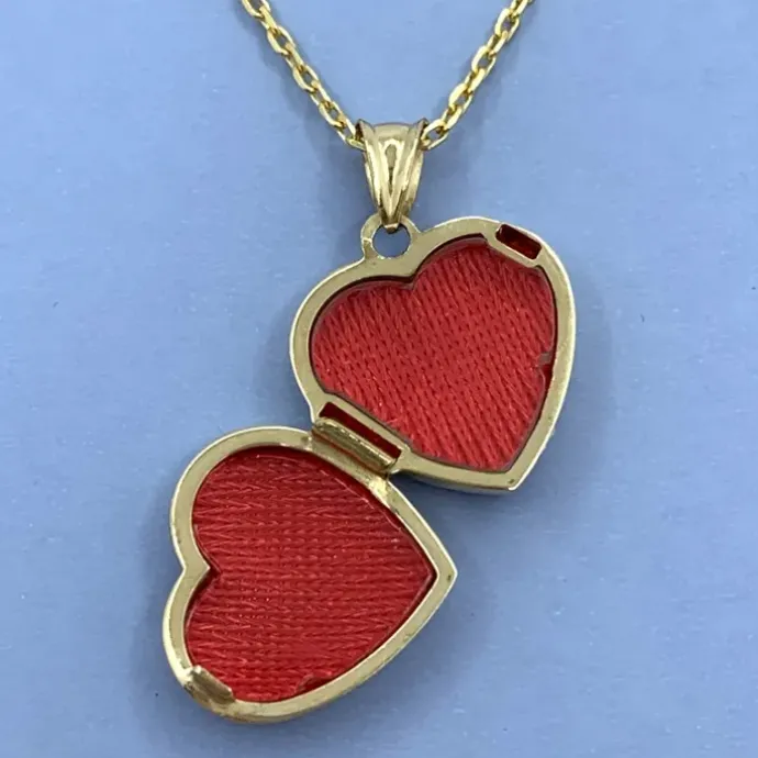 15 x 15 mm hjerte medaljon i 14 karat guld