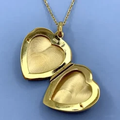 21,5 x 24 mm hjerte medaljon i forgyldt sølv