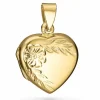 18 x 20 mm hjerte medaljon i forgyldt sølv