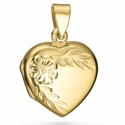 18 x 20 mm hjerte medaljon i forgyldt sølv