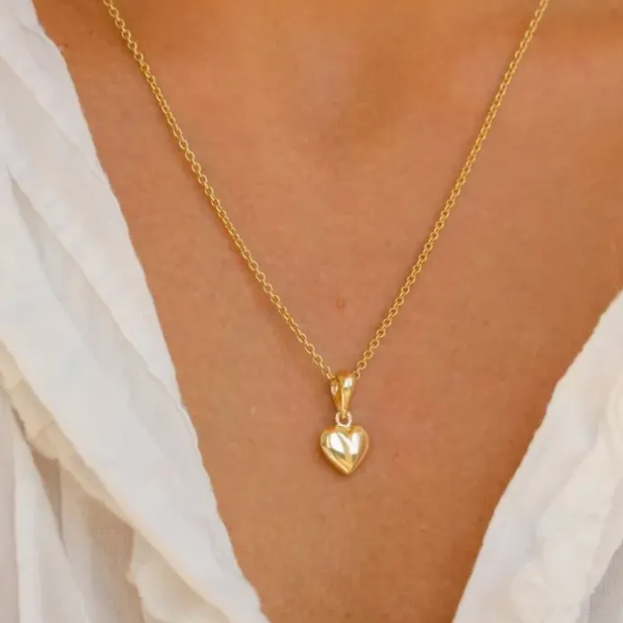 8,5 x 10 mm hjerte vedhæng i 14 karat guld