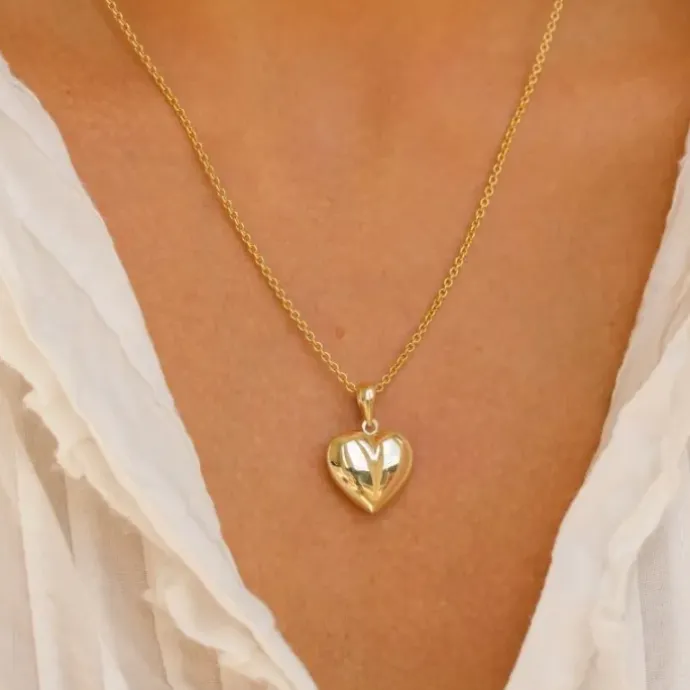 15 x 23 mm hjerte vedhæng i 8 karat guld