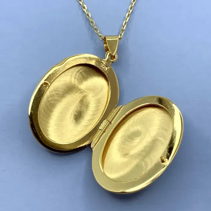 21 x 28 mm medaljon i forgyldt sølv
