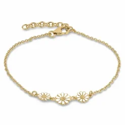 1 x 7 mm og 2 x 6 mm marguerit armbånd i forgyldt sølv - Maggie