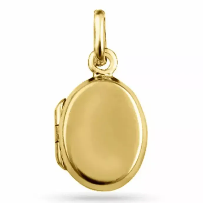 12 x 15 mm ovalt medaljon i forgyldt sølv